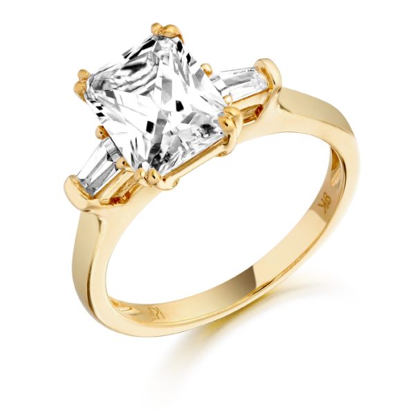 9ct Gold Emerald Cut CZ Ring-R137