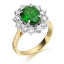 9ct Gold Lady Di Emerald CZ Ring-R308G
