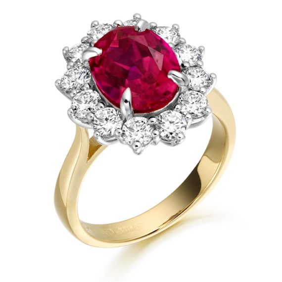 9ct Gold Lady Di Ruby CZ Ring-R308R