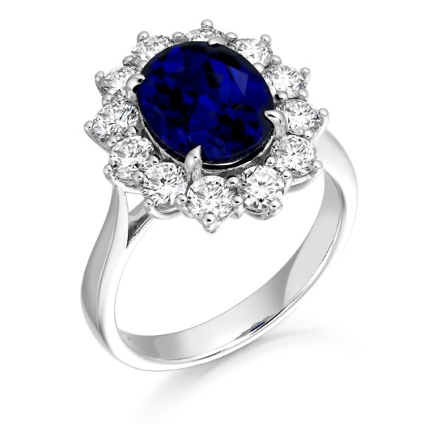 9ct Gold Lady Di Sapphire CZ Ring-R308WS