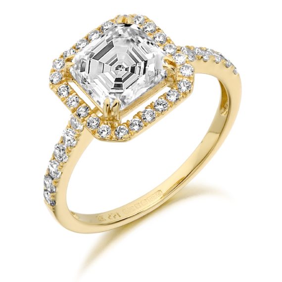 9ct Gold Ascher Cut CZ Ring-R198