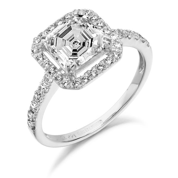 9ct Gold Ascher Cut CZ Ring-R198W