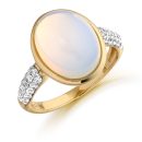 9ct Gold Moon stone CZ Ring-R292