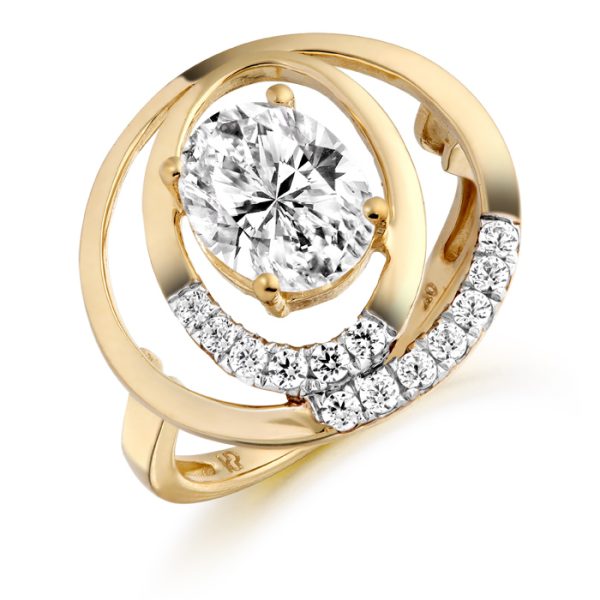 9ct Gold Ovalier CZ Ring-R284