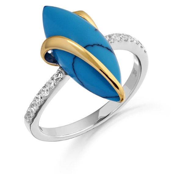 9ct Gold Marquee Turquoise Ring-R289