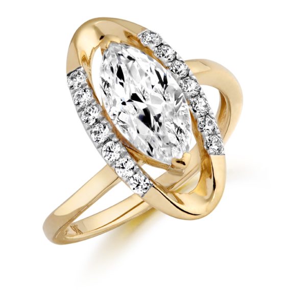 9ct Gold Vanity CZ Ring-R297