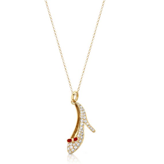 9K Gold Cinderella shoe CZ Pendant-P2S