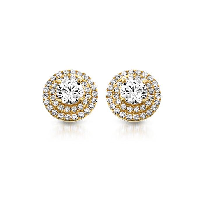 CZ Halo Earrings-E8
