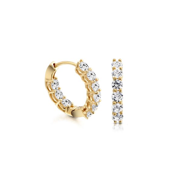 9ct Gold CZ Hoop Earrings-E5