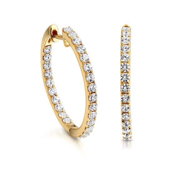 9ct Gold CZ Hoop Earrings-E85