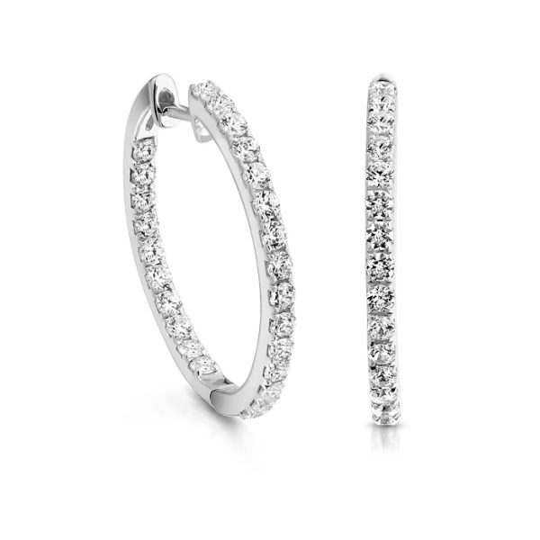 9ct Gold CZ Hoop Earrings-E85W