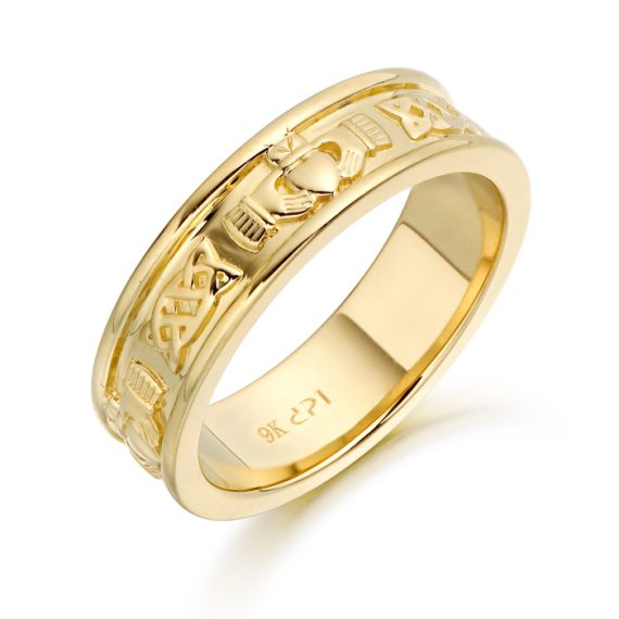 9ct Gold Claddagh Wedding Band-CL42