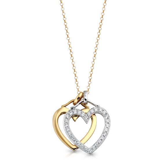 9ct Gold Double Heart Love Pendant-P7