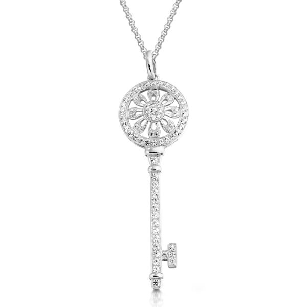 9ct Gold CZ Key Pendant-P10W