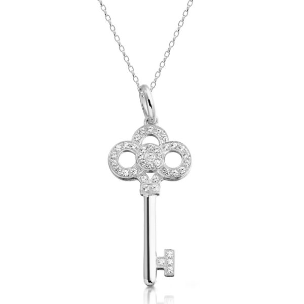 9ct Gold CZ Key Pendant-P11W