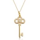 9ct Gold CZ Key Pendant-P11