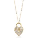 9ct Gold CZ Lock Heart Pendant-P5