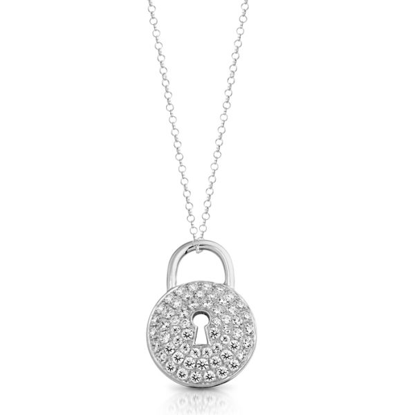 9ct Gold CZ Lock Pendant-P6W