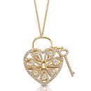 9ct Gold CZ Lock Heart Pendant-P28