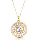 9ct Gold CZ Sunburst Pendant-P34