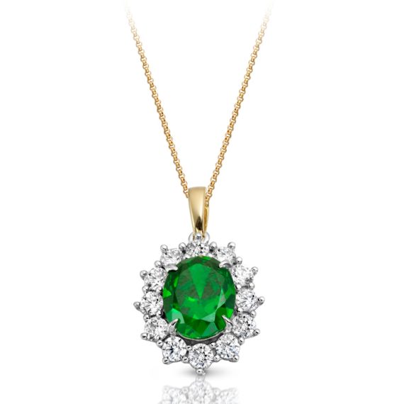 9ct Gold Emerald CZ Pendant-P308G