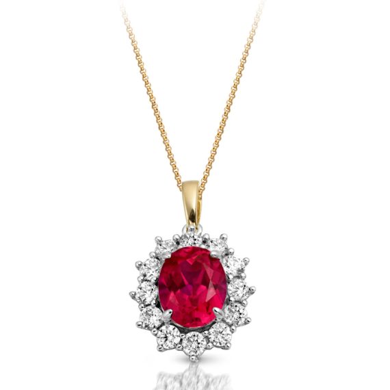 9ct Gold Ruby CZ Pendant-P308R