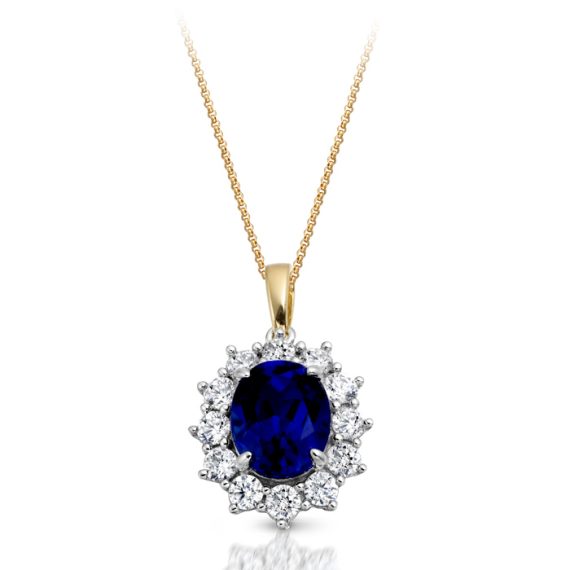 9ct Gold Sapphire CZ Pendant-P308S