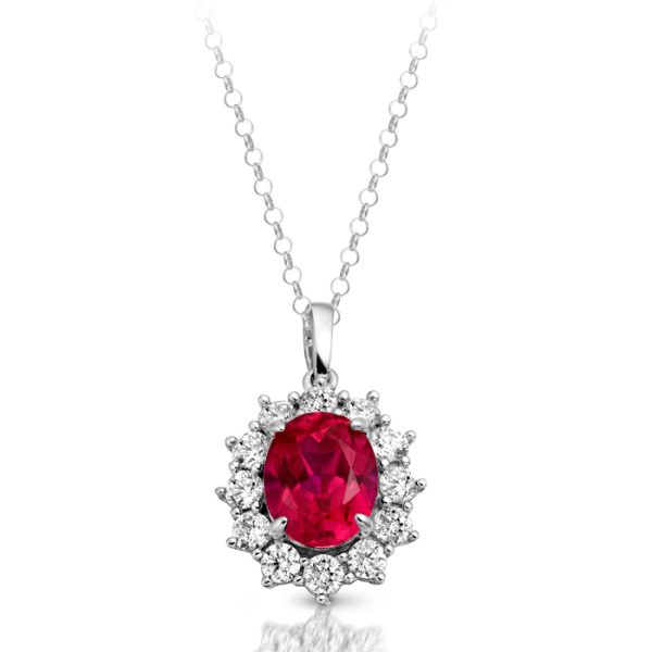 9ct Gold Ruby CZ Pendant-P308WR