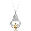9ct Gold CZ Claddagh Pendant-P017W