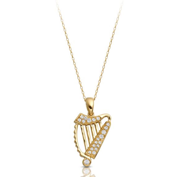 9ct Gold Harp Pendant-P030