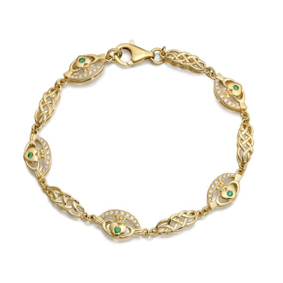 9ct Gold CZ Claddagh Bracelet-CLB35