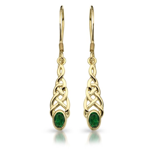 9ct Gold CZ Celtic Earrings-E035G