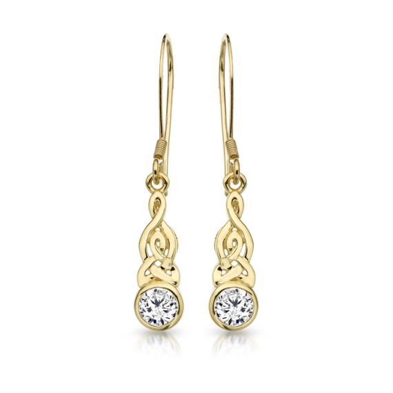 9ct Gold CZ Celtic Earrings-E036