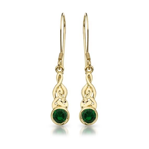 9ct Gold CZ Celtic Earrings-E036G