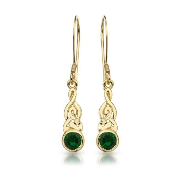 9ct Gold CZ Celtic Earrings-E036G