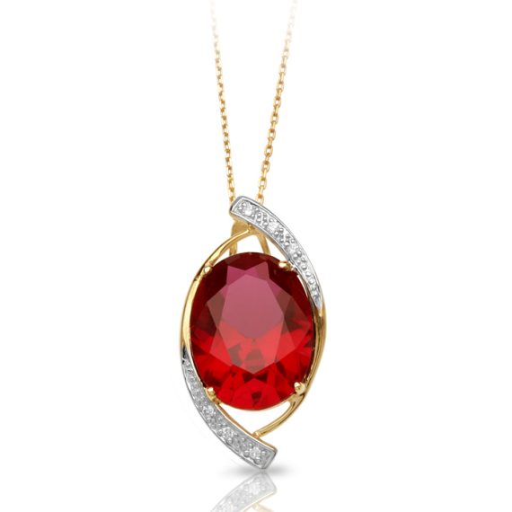 9ct Gold CZ Ruby Pendant Eye-P240R