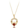 9ct Gold CZ Claddagh Pendant-P188GAR