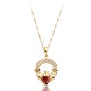 9ct Gold CZ Claddagh Pendant-P188GAR