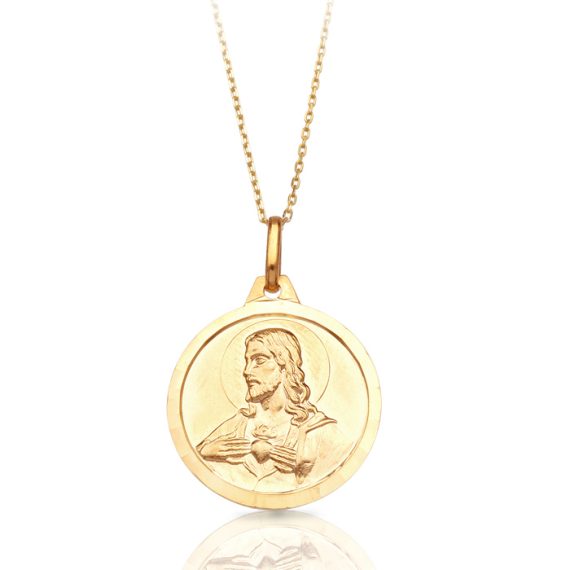 9ct Gold Sacred Heart Medal-J36