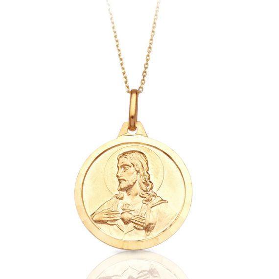 9ct Gold Sacred Heart Medal-J37