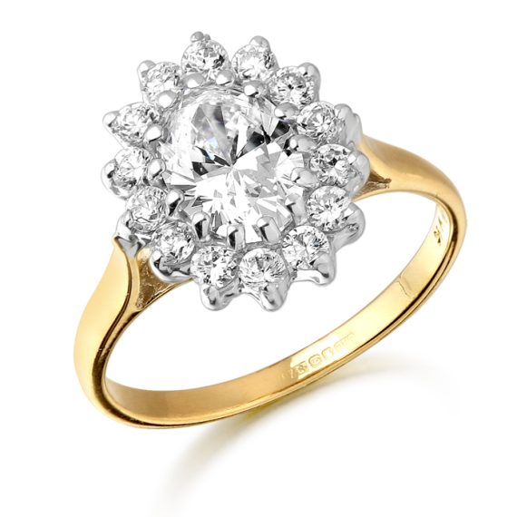 9ct Gold Lady Di style CZ Ring-D42