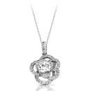 9ct Gold CZ Floral Pendant-P300W