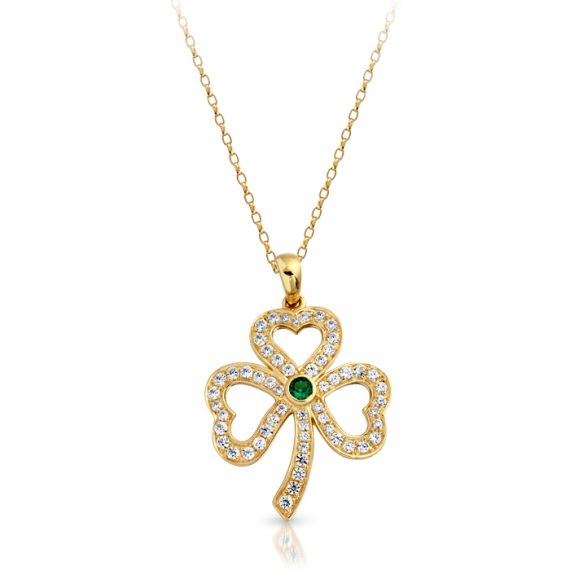 9ct Gold Shamrock Pendant-P019