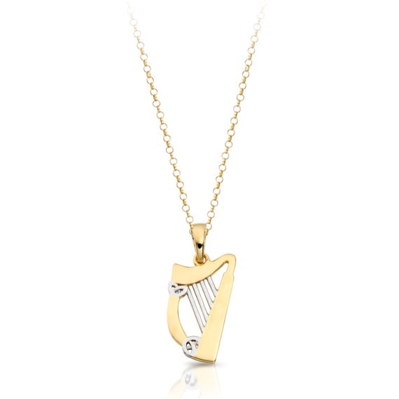 9ct Gold Harp Pendant-P022