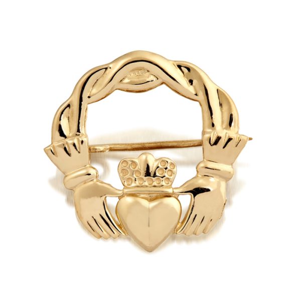 9ct Gold Claddagh Brooch-BR1