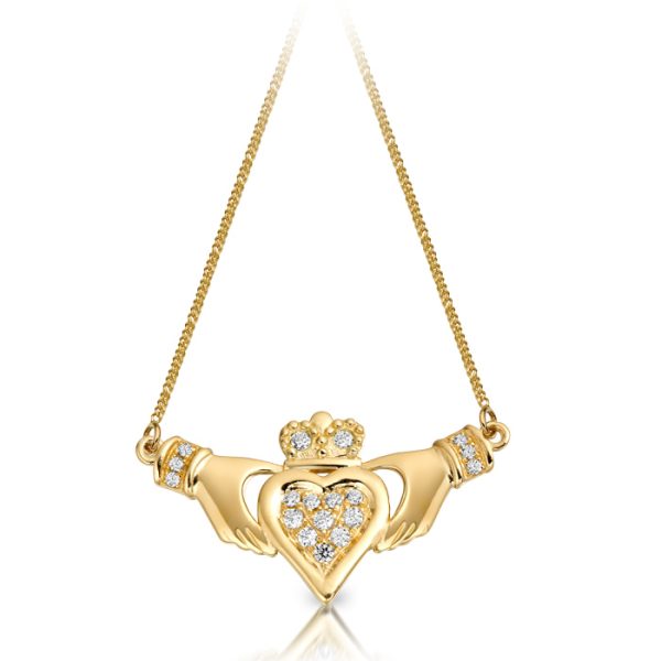 9ct Gold Claddagh Necklace-P038
