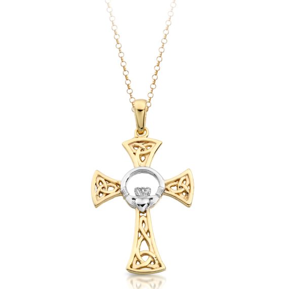 9K Gold Claddagh Cross-C03