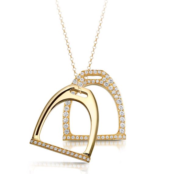 9ct Gold Stirrup CZ Pendant-P19D