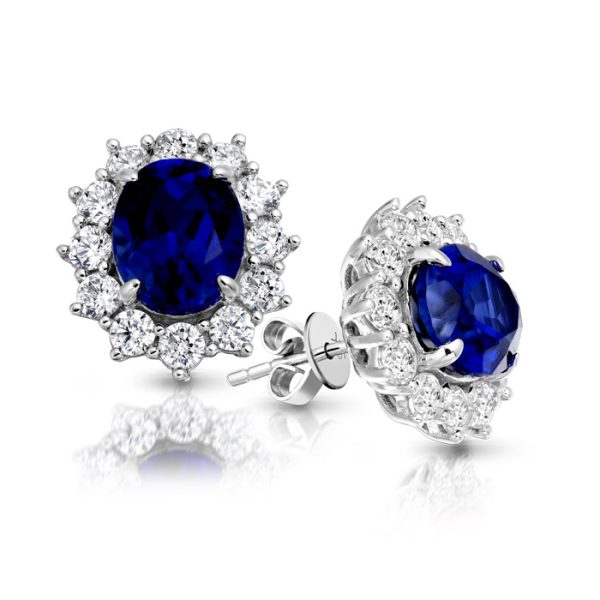 9ct Gold Sapphire CZ Earrings-E308WS