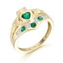 9K Gold CZ Claddagh Ring-CL29G